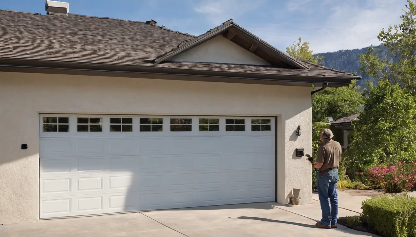 Provider fitting a new insulated garage door on an older Broomfield home